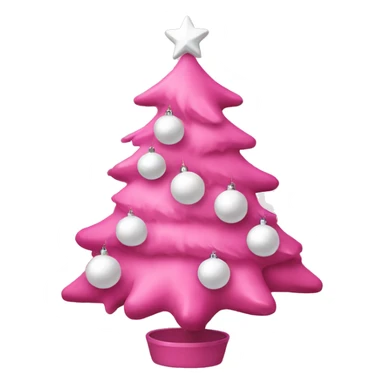 pink christmas tree with white ornaments sticker