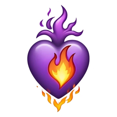 corazon morado con fuego sticker