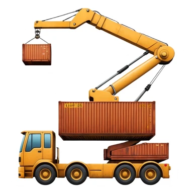 Container being lifted by a large machine, import. sticker
