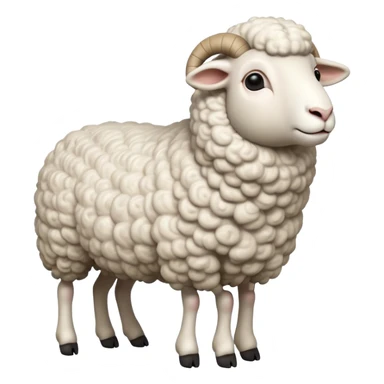 cinematic-[realistic sheep]-realistic-full-body-standing-emoji,-tail-flicking-lazily,-head-tilted-dramatically,-curly-[white]-fur,-simplified-yet-realistic-focused-features,-highly-detailed,-glowing-with-an-almost-sarcastic-glow sticker