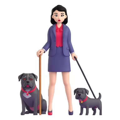 Fashionable girl with black hair and red lips with a Cane Corso dog sticker