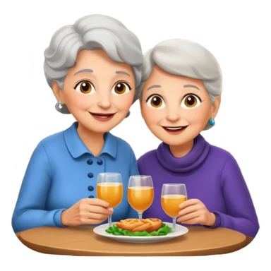 conversación dentro de un restaurant  dos personas y una de las persoans sea una abuela sticker