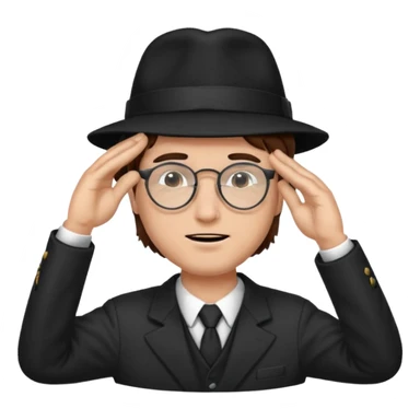 Brown hair man black hat glasses Salute with tear coming out eye sticker