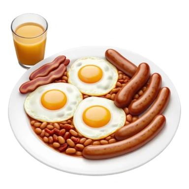 Cinematic Realistic English Breakfast Dish Emoji, showcasing a hearty ensemble of eggs, bacon, sausages, baked beans, and grilled tomatoes rendered with lifelike texture and vibrant, appetizing detail that exudes comforting tradition. sticker