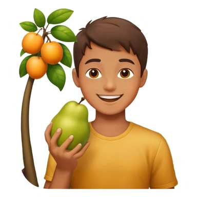 happy boy enjoying fruit outdoors sticker
