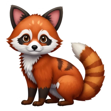 Black-eared Realistic patterned speckled flurry scaly 4-legged quadrupedal Red-Panda-Caracal-Munchkin-Kitten-Lemur-Raccoon-Dog-Red-Fox-animal-fusion-hybrid, Full body sticker