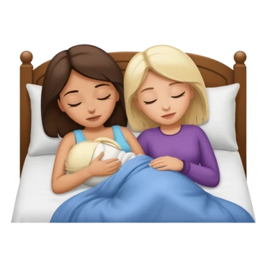 Brunette women sleeping in bed on white blonde woman sticker