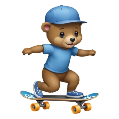 A bear cub wearing a cap riding in skate sticker