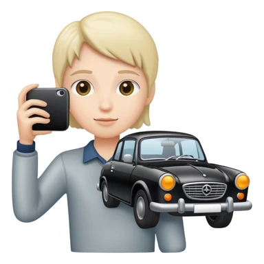 person photohgraphing a car sticker