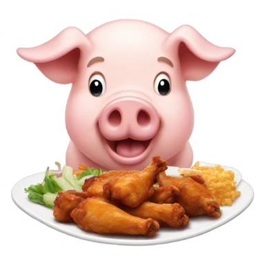 Pig eating chicken wings  sticker