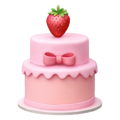 Light Pink strawberries and cream birthday cake with in bow sticker