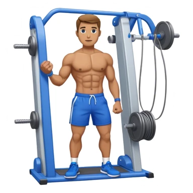 fit man with blue shorts using cable-machine sticker