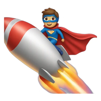 person dressed with a superhero cape is riding on a rocket sticker