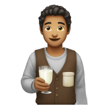 Yanderedev holding a wineglass of milk sticker