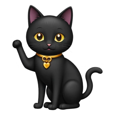 черный кот говорит "спасибо ". анимация sticker