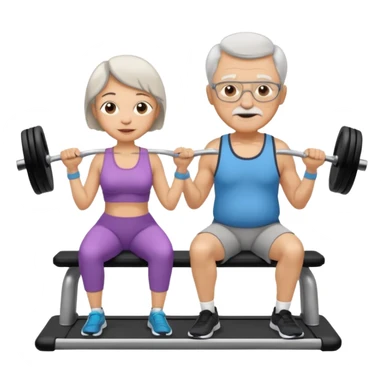 light skin grandma and grandpa work out at the gym and They have neutral colours of clothes sticker