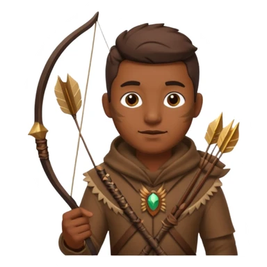 The classic hunter image with a bow and arrow on his back, dressed in brown with some animal made decorations sticker