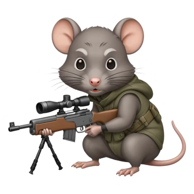 angry rat aiming sniper rifle sticker