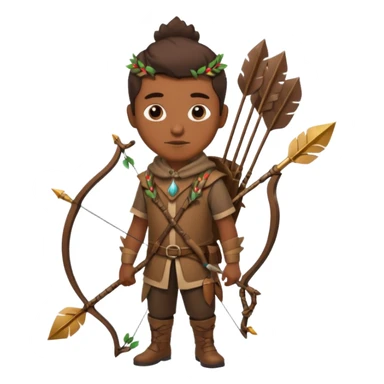 The classic hunter image with a bow and arrow on his back, dressed in brown with some animal made decorations sticker