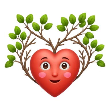 nature bard character heart sign with branches sticker