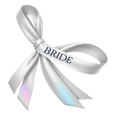 White diagonal sash with word bride on it sticker