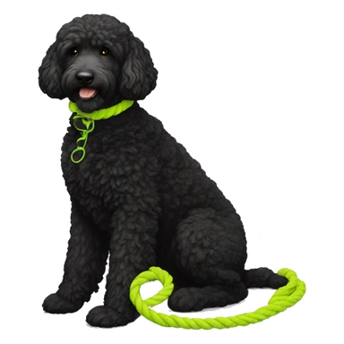 black standard groodle with neon yellow rope collar sticker