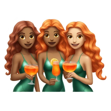 Three beautiful mermaids (light skin) drinking aperol sticker