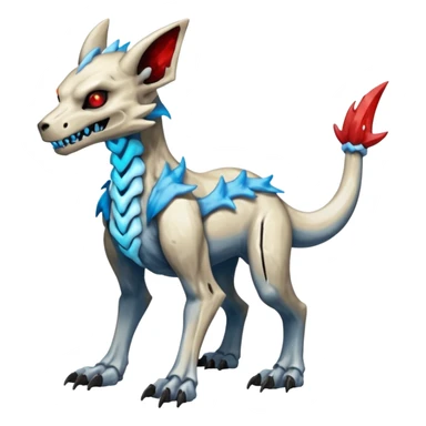 Skeletal Evil Shiny Glowing Cubone-Marowak-Zoroark-Anubis-Wendigo-Fakémon-hybrid-creature (full body), 4 legs sticker