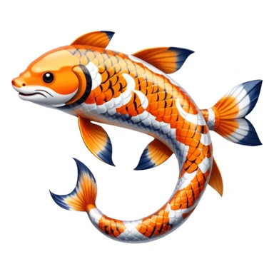 Exotic Tropical Floral Swirl-Patterned Tribal Pretty Asian ornate painted Japanese aesthetic beautiful shiny pretty glossy smooth elegant Koi-Fish-Kitsune-Yokai-animal-creature with tiger stripes on it, 4 legs, a tail sticker
