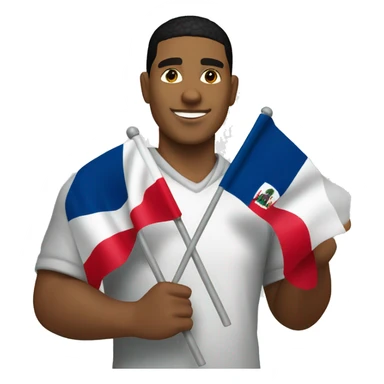 dominican guy holding dominican flag sticker