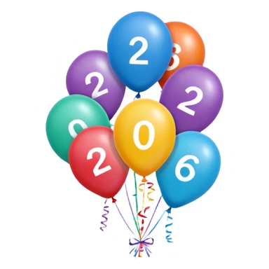 baloons with 2026 for menu sticker
