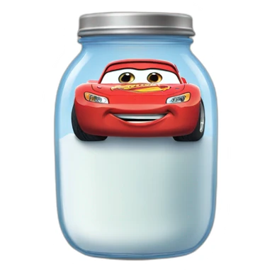 Lightning McQueen in jar with milk sticker