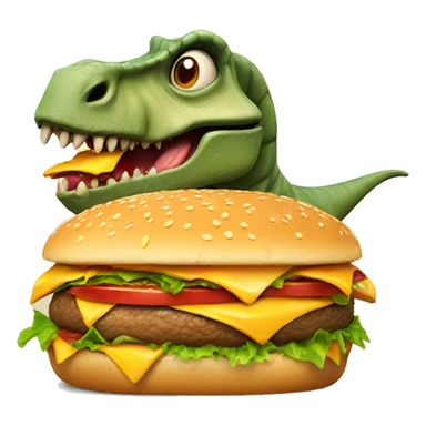 Dinosaur eating a burger sticker