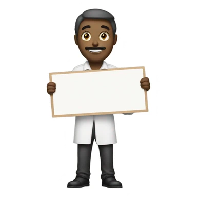 man holding placard on stick sticker