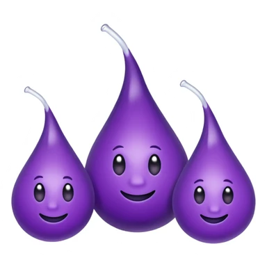 3 purple Drops with kool aids signature color, Juicy , no faces, just like the drops emoji 💦, just singular no extras, spraying left make them sideways sticker
