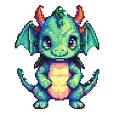 the face of a cute fitness dragon coach, pixel art style, chibi proportions sticker