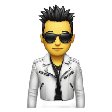Punk male-with white leather jacket-mirror glasses sticker