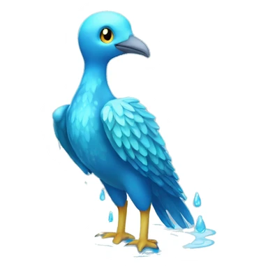 Wet dripping watery Cool Cute Fantasy legendary blue sea-bird water-type-Hydro-Phoenix-avian Fakemon full body sticker