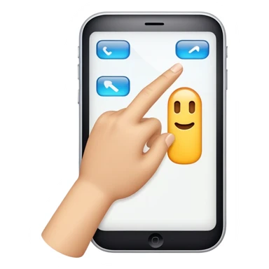 An emoji with a finger tapping a touchscreen button sticker