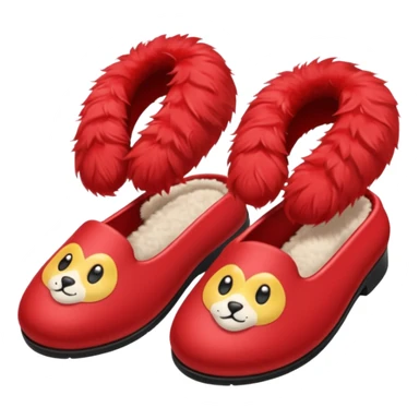 red slippers with red fur sticker