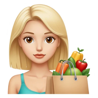 Blonde model with brown eyes, shopping  sticker