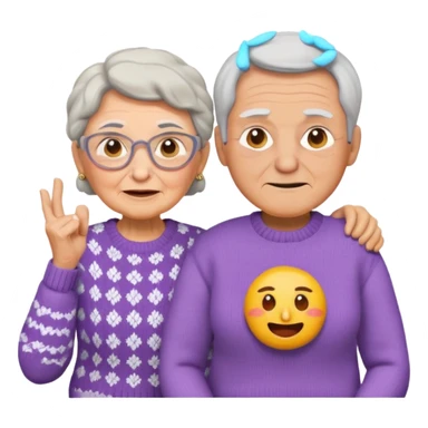 granny with a pumped up guy emoji iOS 18.1 sticker