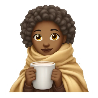 cute light skin girl with a blanket and hot cup of cocoa sticker