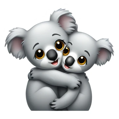 a male and a female koala bear hugging sticker
