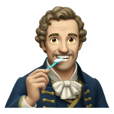 british man from 1800 brushing teeth sticker