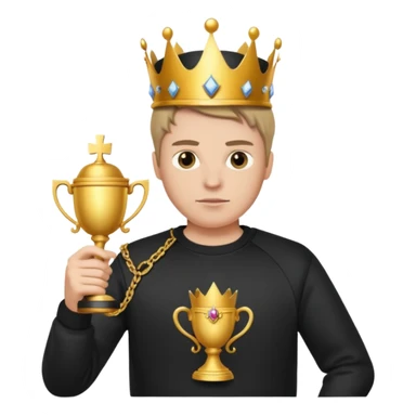 MVP + Gaming + Black sweatshirt + White guy with crown + Tournament Cup  + Gun  sticker