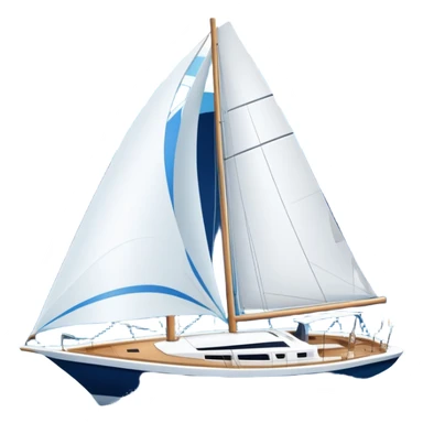 An icon featuring a sleek sailboat with billowing sails cutting through the waves. The design includes the boat's mast, a wind-filled sail, and water splashes, symbolizing the thrill and skill of sailing. Transparent background highlights the elegance and power of wind-driven sports. sticker