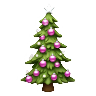 Christmas tree that’s pink with white lights and white ornaments  sticker