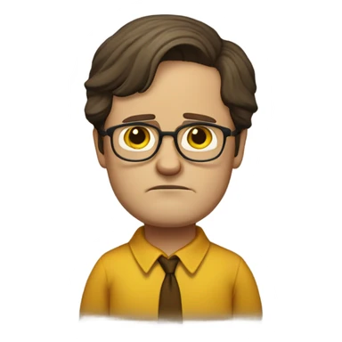 Dwight Schrute from the office tv show with a middle part sticker