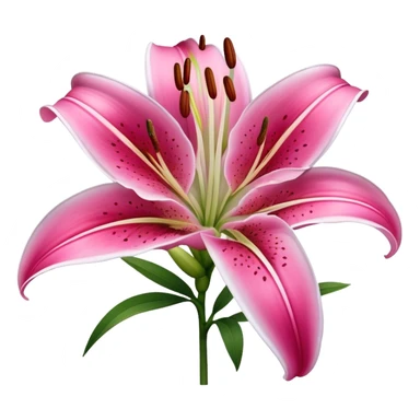 single Deep Pink Oriental Lily with White Edge, straight stem sticker
